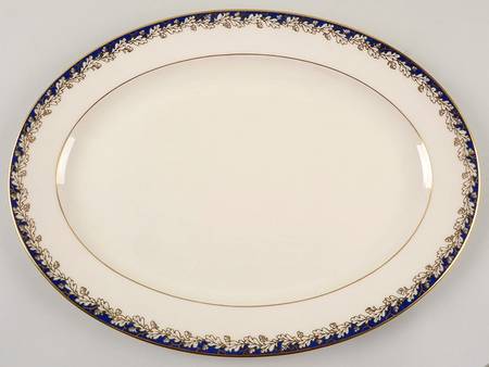 Oakleaf Cobalt Blue (All Cream) 13" Oval Serving Platter