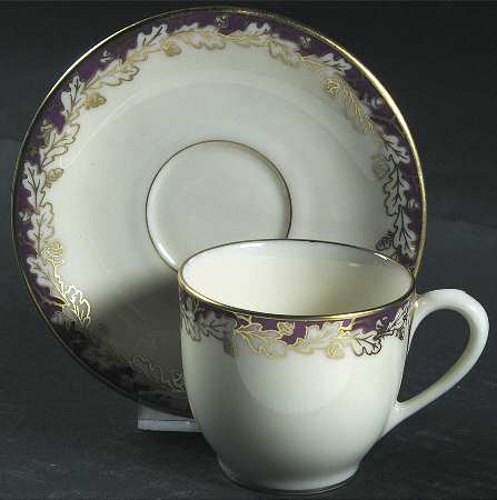 Oakleaf Maroon Flat Demitasse Cup & Saucer Set