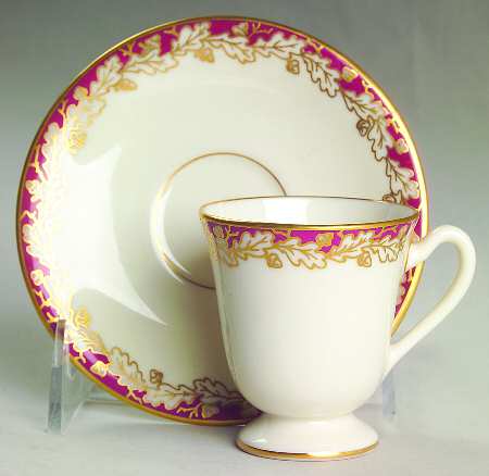 Oakleaf Maroon Footed Demitasse Cup & Saucer Set