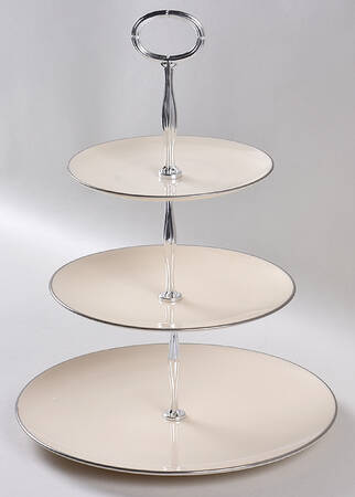 Olympia Platinum 13 7/8"-14 1/4" 3-Tiered Serving Tray(DP,SP,BB) HC