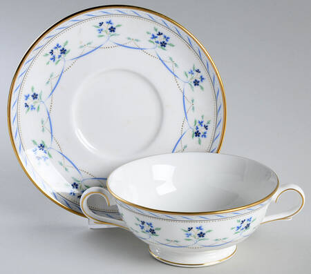Orleans Blue Footed Cream Soup Bowl & Saucer Set