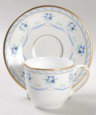 Orleans Blue Flat Demitasse Cup & Saucer Set