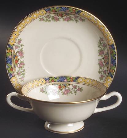 The Orchard Footed Cream Soup Bowl & Saucer Set
