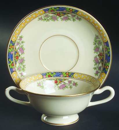 The Orchard Footed Cream Soup Bowl & Saucer Set
