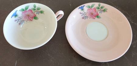 Corinne Pink Footed Cup & Saucer Set