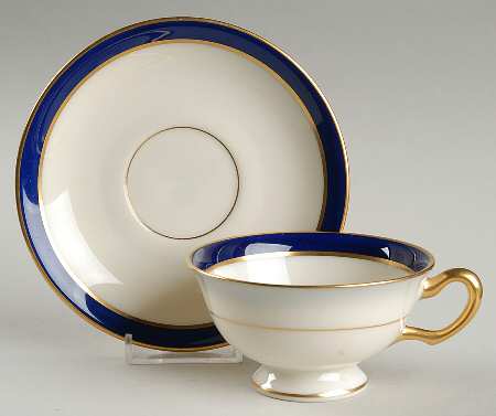 P334B Cobalt Blue Footed Cup & Saucer Set