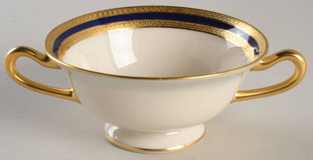 P72 Cobalt Blue Footed Cream Soup Bowl