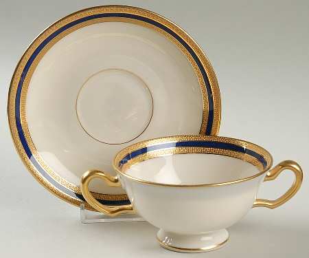P72 Cobalt Blue Footed Bouillon Cup & Saucer