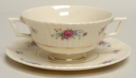 Pavlova Footed Cream Soup Bowl & Saucer Set by Lenox