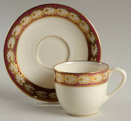 Pembrook Maroon Flat Demitasse Cup & Saucer Set