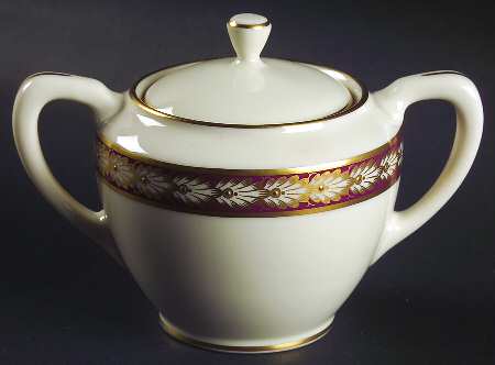 Pembrook Maroon Sugar Bowl & Lid