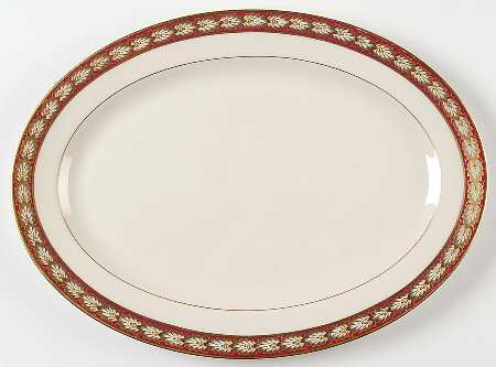 Pembrook Maroon 13" Oval Serving Platter
