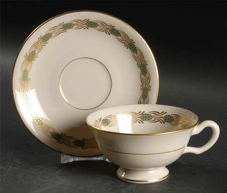 Pinehurst Green Footed Cup & Saucer Set