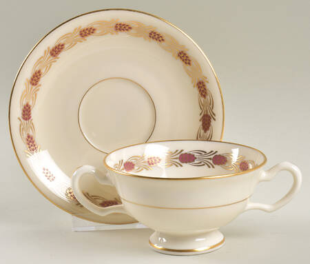 Pinehurst Maroon Footed Bouillon Cup & Saucer