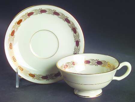 Pinehurst Maroon Footed Cup & Saucer Set