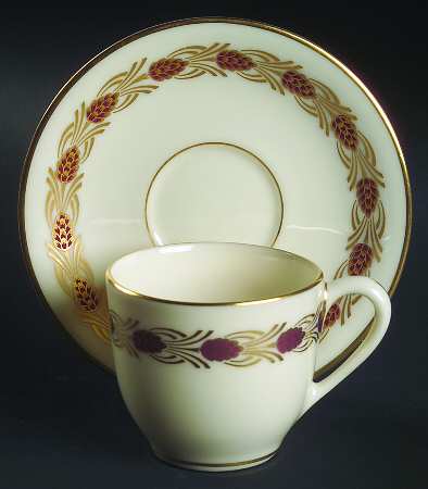 Pinehurst Maroon Flat Demitasse Cup & Saucer Set