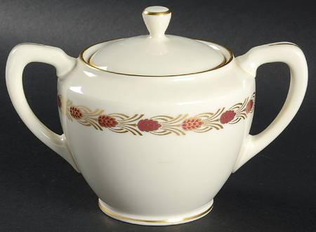 Pinehurst Maroon Sugar Bowl & Lid