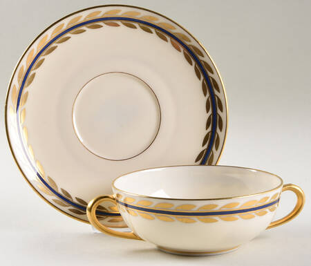 Platina Blue Cream Soup Bowl & Saucer Set