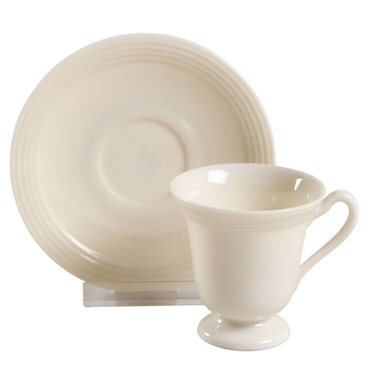 Plymouth (No Color Band) Footed Demitasse Cup & Saucer Set