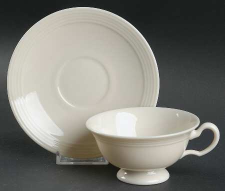 Plymouth (No Color Band) Footed Cup & Saucer Set by Lenox