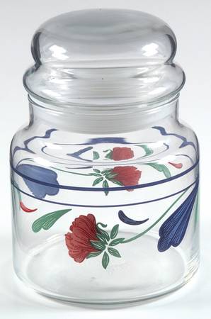 Poppies On Blue Medium Glassware Canister