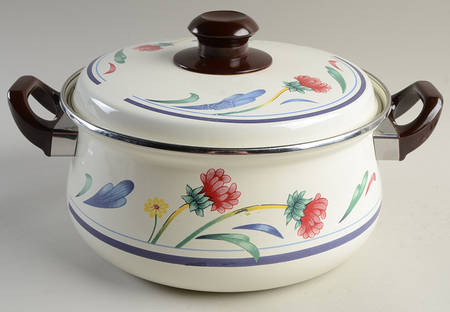 Poppies On Blue 1.5 Quart Metal Covered Casserole