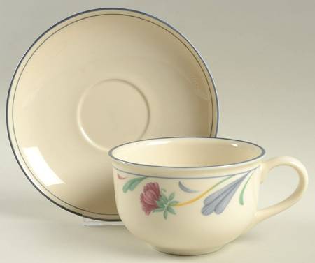 Poppies On Blue Breakfast Cup & Saucer Set