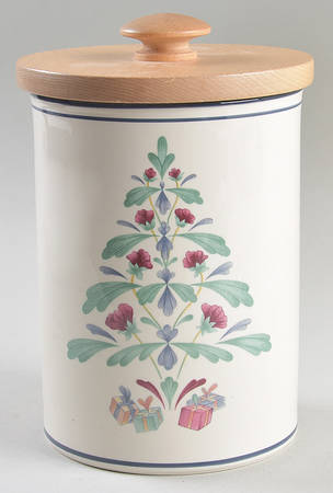 Poppies On Blue Christmas Cookie Jar & Lid