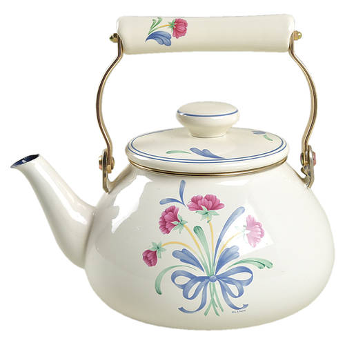Poppies On Blue Metal Kettle & Lid