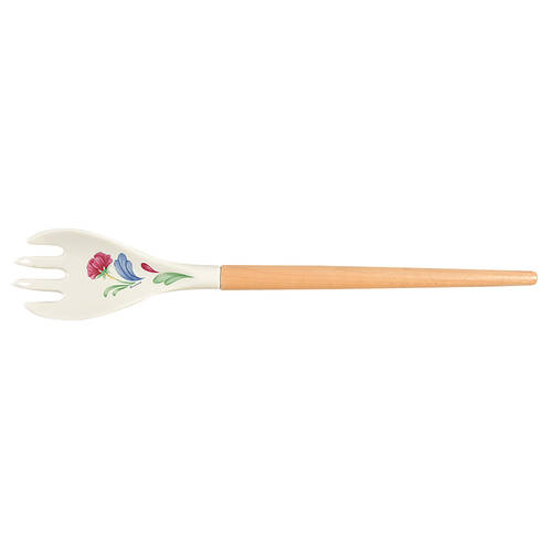 Poppies On Blue Salad Serving Fork with Wood Handle