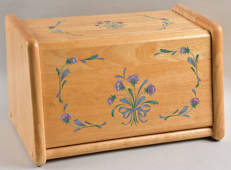 Poppies On Blue Wood Bread Box