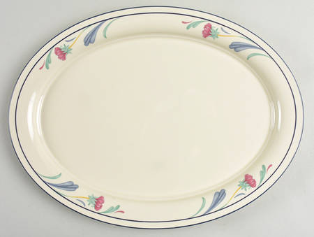Poppies On Blue 14" Oval Serving Platter
