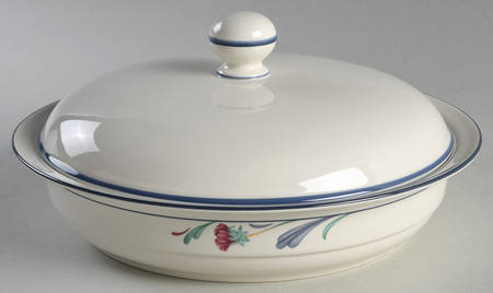 Poppies On Blue Round Covered Vegetable-Uses RV9 as Base + C2CVL