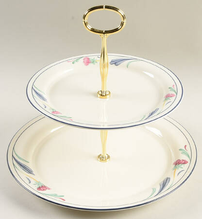 Poppies On Blue 6 5/8"-10"  2 Tiered Serving Tray (Dp, Sp) HC