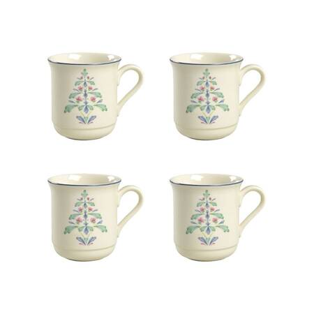 Poppies On Blue Christmas Mug - Set of 4