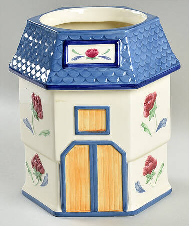 Poppies On Blue Figural Cookie Jar No Lid