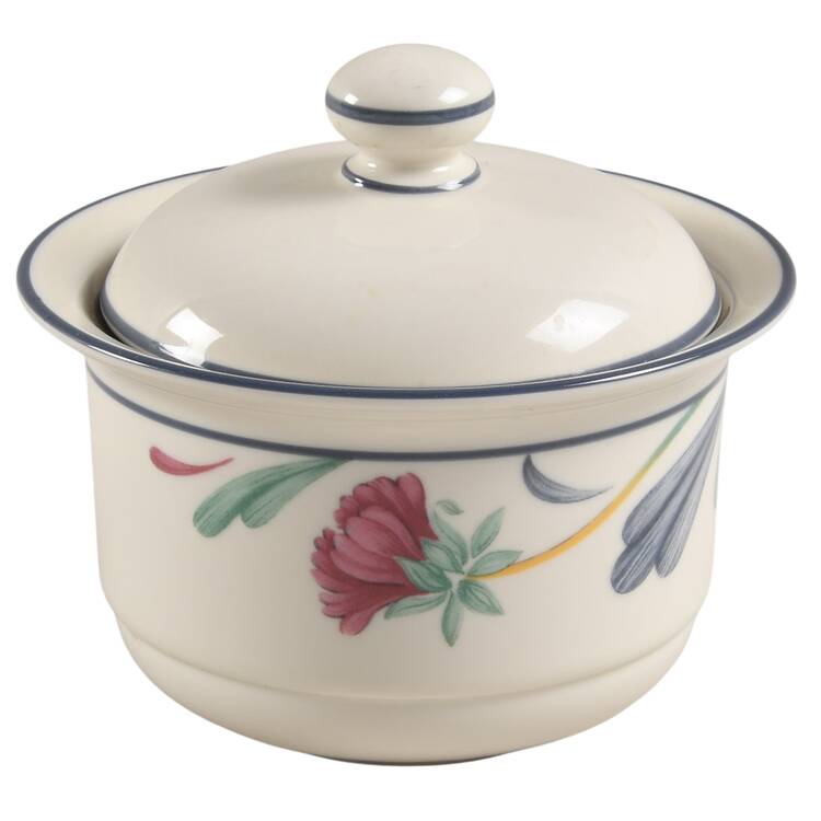 Poppies On Blue Sugar Bowl & Lid