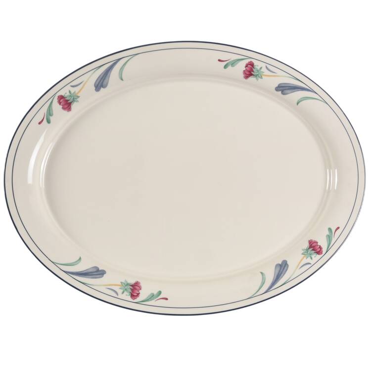 Poppies On Blue 14" Oval Serving Platter