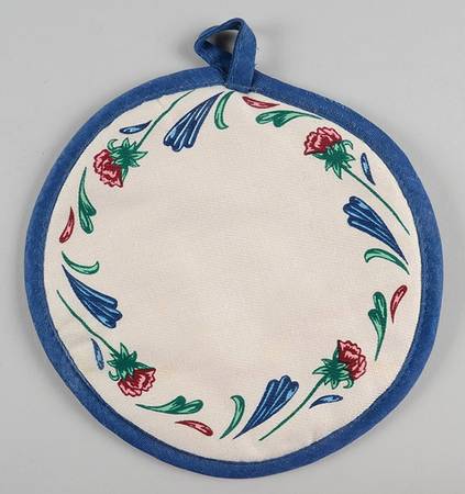 Poppies On Blue Cloth Potholder