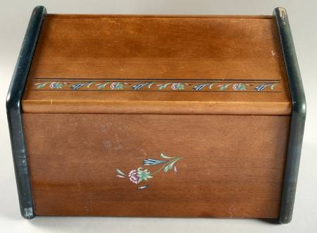 Poppies On Blue Wood Bread Box