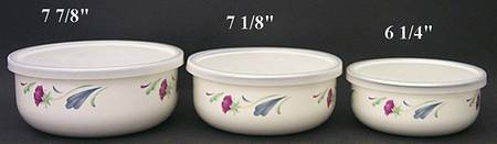 Poppies On Blue 3 Pc Metal Bowl W/Plastic Lid (6", 7", 7 3/4")