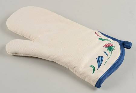 Poppies On Blue Cloth Oven Mitt