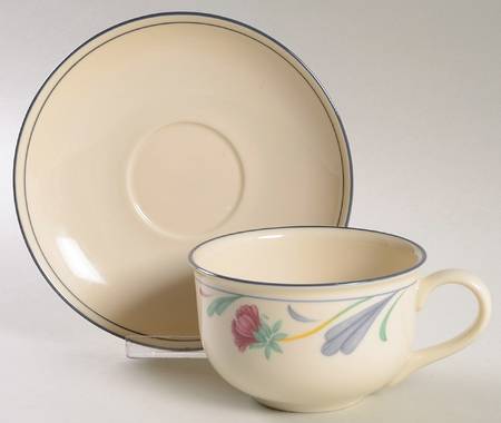 Poppies On Blue Breakfast Cup & Saucer Set
