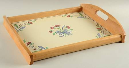 Poppies On Blue Rectangular Wood Tray