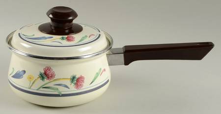 Poppies On Blue 1.5 Quart Metal Covered Saucepan