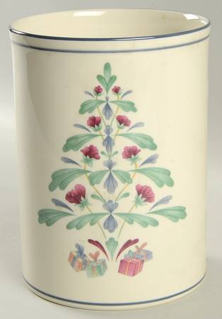 Poppies On Blue Christmas Cookie Jar No Lid