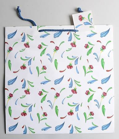 Poppies On Blue Large Paper Gift Bag