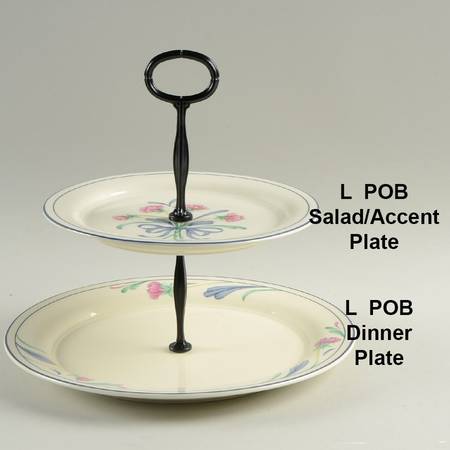 Poppies On Blue Mixed/Match 2 Tier Serving Tray