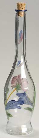 Poppies On Blue Glassware Bottle with Cork Stopper