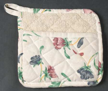 Poppies On Blue Cloth Potholder